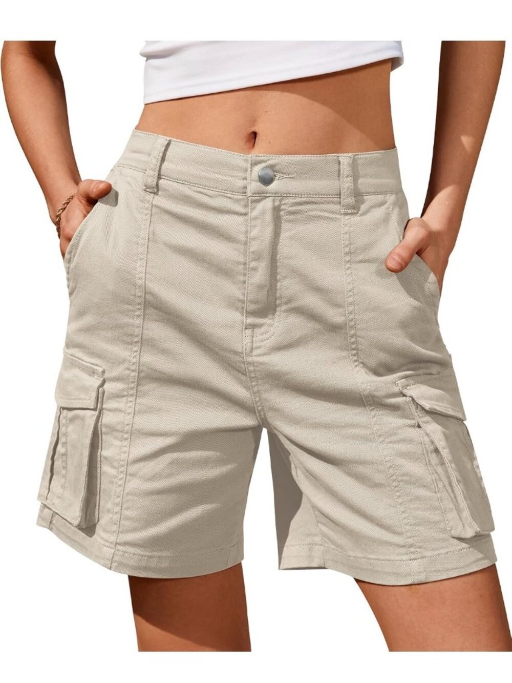 New Womens Cargo Bermuda Shorts Knee Length sz L